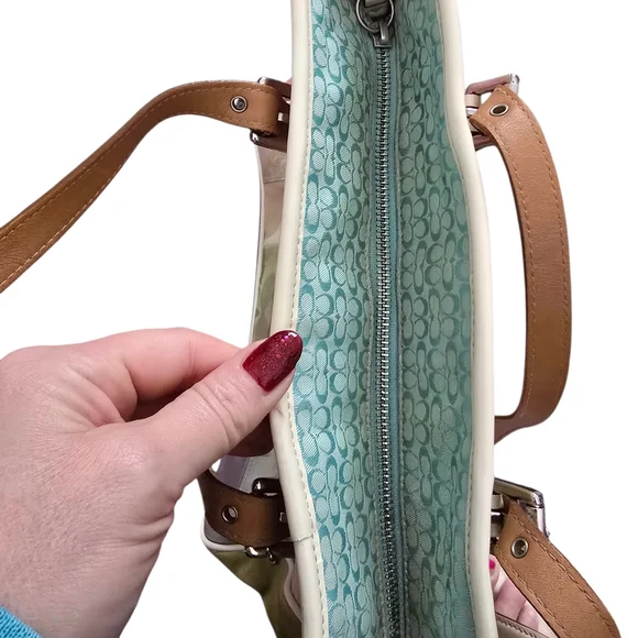 Coach Signature Colorful Patchwork Tote Bag Y2K Pastel - Picture 7 of 11